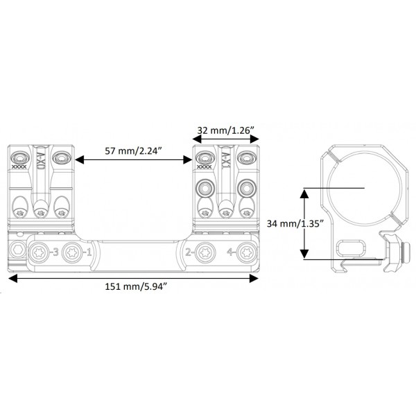 Моноблок Spuhr QDP-4046 з виносом. d - 34 мм. High (1.35”). Picatinny - 37280029 Моноблок Spuhr QDP-4046 з виносом. d - 34 мм. High (1.35”). Picatinny - 37280029