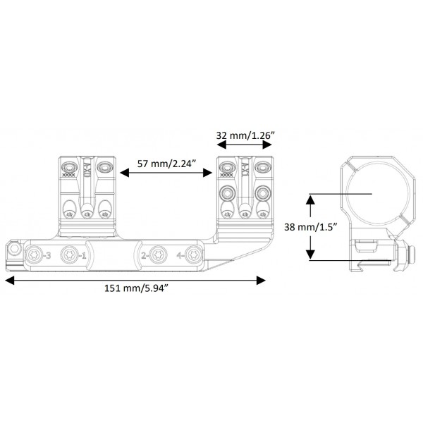 Моноблок Spuhr QDP-4616 с выносом 34 мм High 38 mm. 6 Mil/20.6 MOA - 37280087