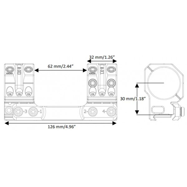 Моноблок Spuhr SP-6601. d-36 мм. Medium. 6 MIL/20.6 MOA. Picatinny - 37280089