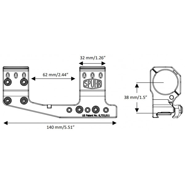 Моноблок Spuhr SP-3622 Gen3 з виносом. d - 30 мм. High. 6 MIL/20.6 MOA. Picatinny - 37280092 Моноблок Spuhr SP-3622 Gen3 з виносом. d - 30 мм. High. 6 MIL/20.6 MOA. Picatinny - 37280092