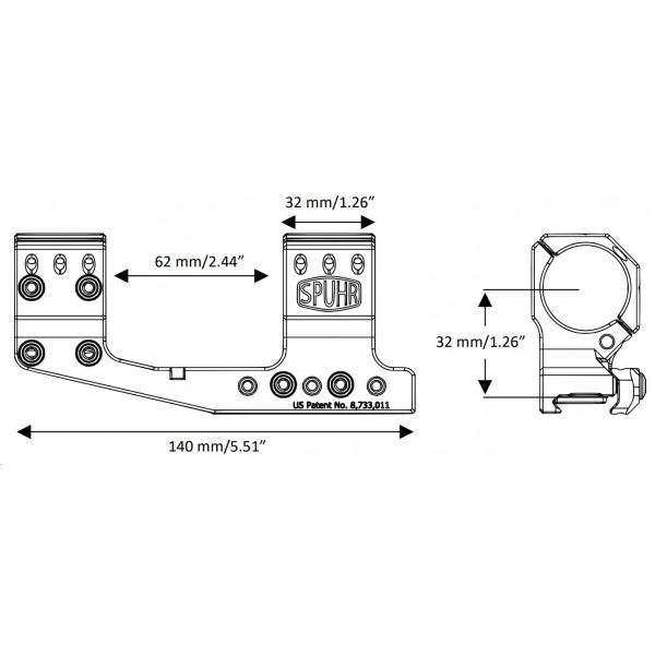 Моноблок Spuhr SP-3026С. d - 30 мм. High. Picatinny - 37280096 Моноблок Spuhr SP-3026С. d - 30 мм. High. Picatinny - 37280096