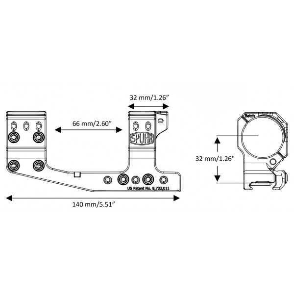 Моноблок Spuhr SP-4026С с выносом. d - 34 мм. Medium. Picatinny - 37280102 Моноблок Spuhr SP-4026С с выносом. d - 34 мм. Medium. Picatinny - 37280102
