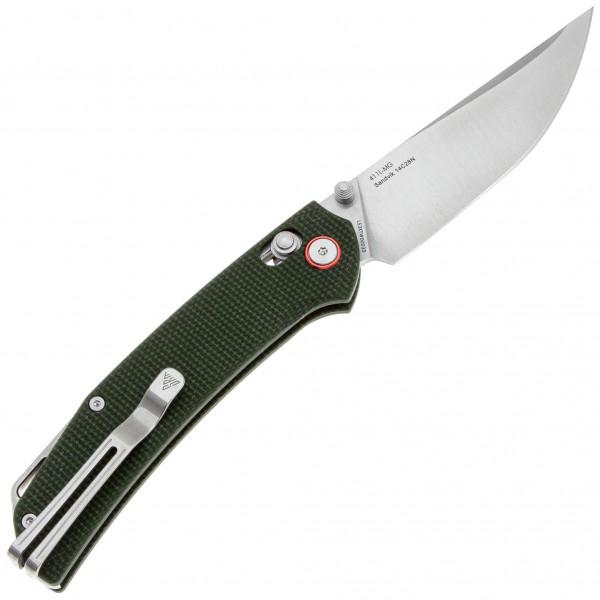 Нож SRM Asika 411L-MG, Sandvik 14C28N, микарта, зеленый - 411L-MG Нож SRM Asika 411L-MG, Sandvik 14C28N, микарта, зеленый - 411L-MG