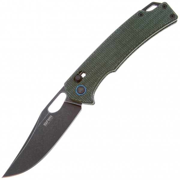 Нож SRM Retreiver 9203-MG2, 10Cr15CoMoV, зеленая микарта, черный - 9203-MG2