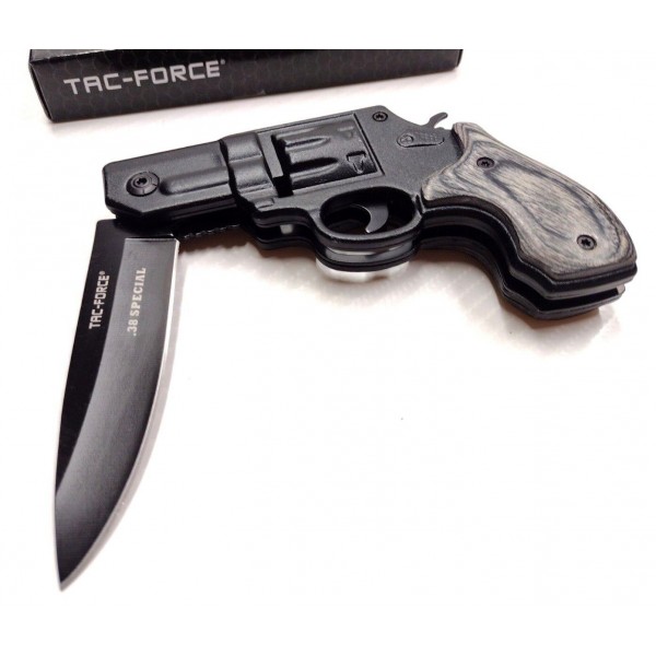 Нож Tac-Force с рукоятью в виде пистолета - TF-760BGY Нож Tac-Force с рукоятью в виде пистолета - TF-760BGY