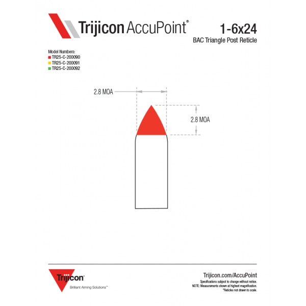 Приціл оптичний TRIJICON AccuPoint 1-6x24 (30 мм) illum. BAC Red Triangle Tritium/Fiber Optics SFP - TR25-C-200090