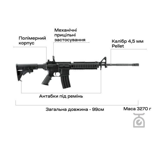 Винтовка пневматическая Umarex Colt M4 4,5 мм Pellet - 39860509 Винтовка пневматическая Umarex Colt M4 4,5 мм Pellet - 39860509
