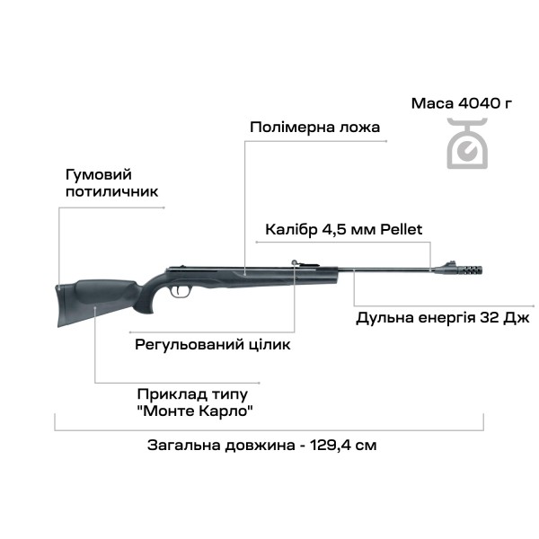 Гвинтівка пневматична Umarex Ruger Air Scout Magnum 4,5 мм - 39860516 Гвинтівка пневматична Umarex Ruger Air Scout Magnum 4,5 мм - 39860516