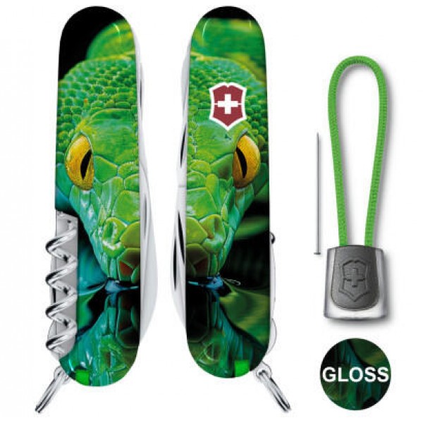 Ніж Victorinox Swiss Army Huntsman Zodiac Зелена дерев'яна змія - 1.3713.3_Z4310pk