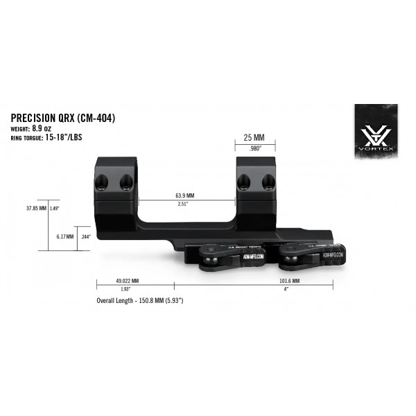 Швидкоз’ємне кріплення-моноблок Vortex Precision Extended Cantilever QR. d - 30 мм. Extra Hight. Picatinny - 23710181 Швидкоз’ємне кріплення-моноблок Vortex Precision Extended Cantilever QR. d - 30 мм. Extra Hight. Picatinny - 23710181