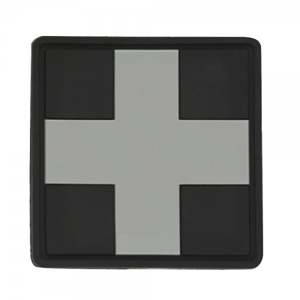 M-Tac нашивка Medic Cross Square ПВХ чорний/сірий - 51124211