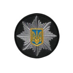 Кокарда Полиция круглая 5 см на липучке черная (тип 2)