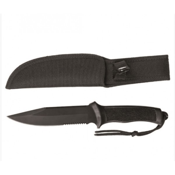 Боевой нож с черной резиновой ручкой МИЛ ТЕК Германия - 1444