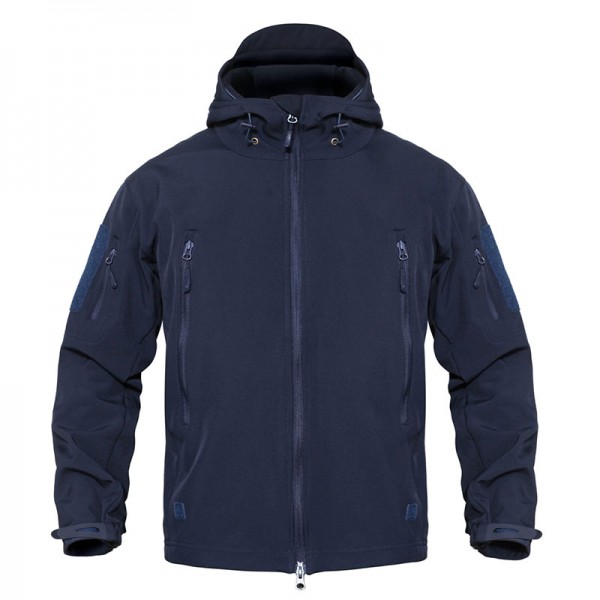 Куртка Soft Shell темна синя ховає капюшон ESDY - 3565718