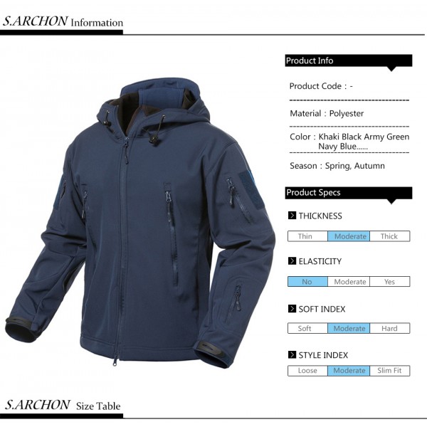 Куртка Soft Shell темна синя ховає капюшон ESDY - 3565718