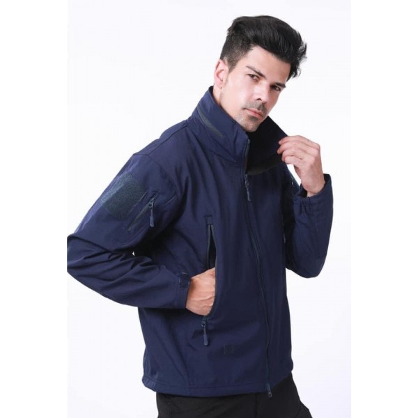 Куртка Soft Shell темна синя ховає капюшон ESDY - 3565718