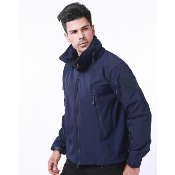 Куртка Soft Shell темна синя ховає капюшон ESDY - 3565718