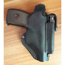 Кобура поясна ПМ з чохлом під магазин (шкіра, чорна)