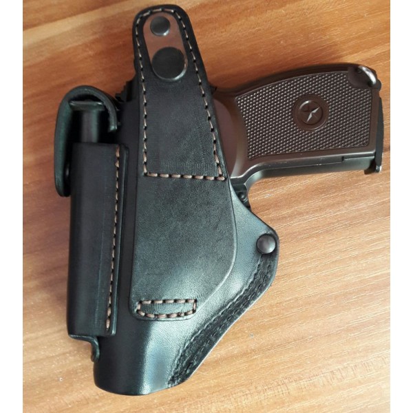 Кобура поясная ПМ с чехлом под магазин (кожа, чёрная) - 3565361 Кобура поясная ПМ с чехлом под магазин (кожа, чёрная) - 3565361