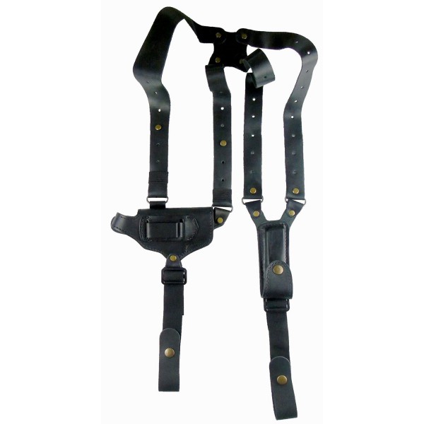 Кобура оперативная кожаная универсальная (Форт10Р) с кожаным креплением, со скобой и подсумки под магазин - 2996515