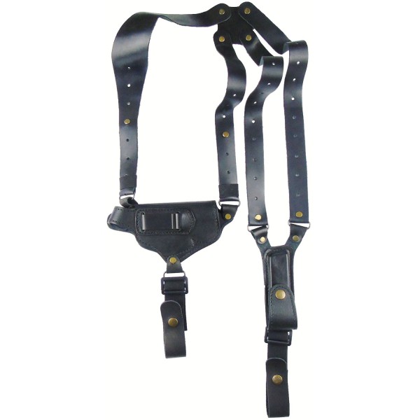 Кобура оперативная кожаная универсальная (ПМ), с кожаным креплением, со скобой и подсумки под магазин - 2996514