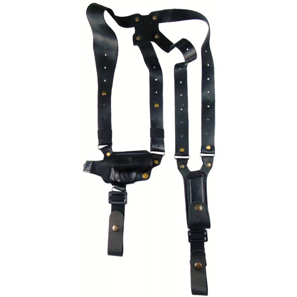 Кобура оперативная кожаная трехслойная формованная (ПГШ) с кожаным креплением и подсумки под магазин - 2996509