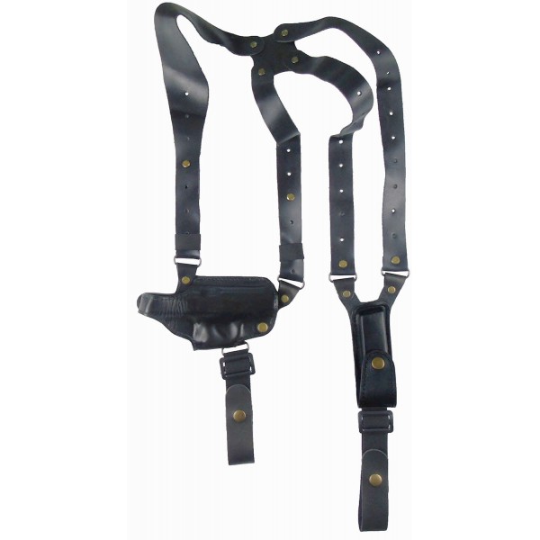 Кобура оперативная кожаная трехслойная формованная (ПМ,) с кожаным креплением и подсумки под магазин - 2996506