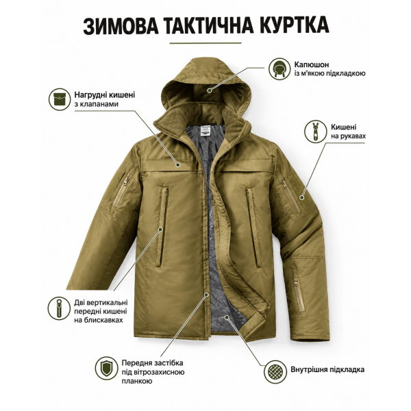 Куртка зимняя тактика мембрана койот - 3557632