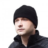 Шапка флисовая двойная с подворотом 260гр/м Черный