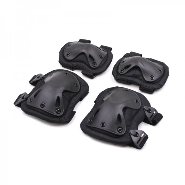 Защита тактическая наколенники, налокотники (ABS, полиэстер 600D, черный) - 3565535