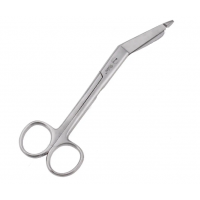 Ножиці медичні для розрізання пов'язок, з ґудзиком, вигнуті, 18 см, Lister