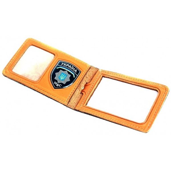 Обложка для удостоверения сотрудников МВД горизонтальная с пластиковым шевроном - 3565716