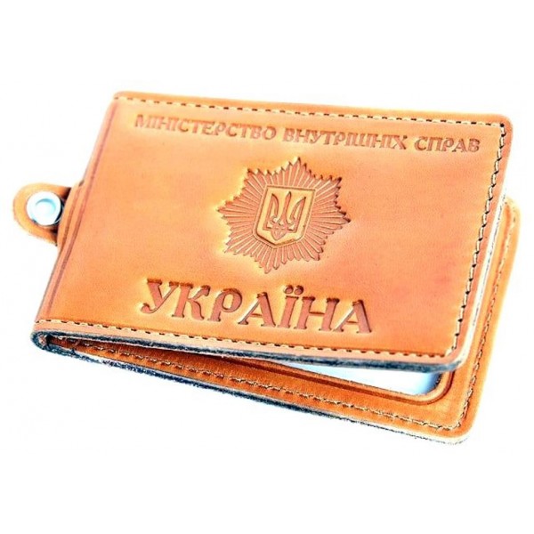 Обложка для удостоверения сотрудников МВД горизонтальная с пластиковым шевроном - 3565716