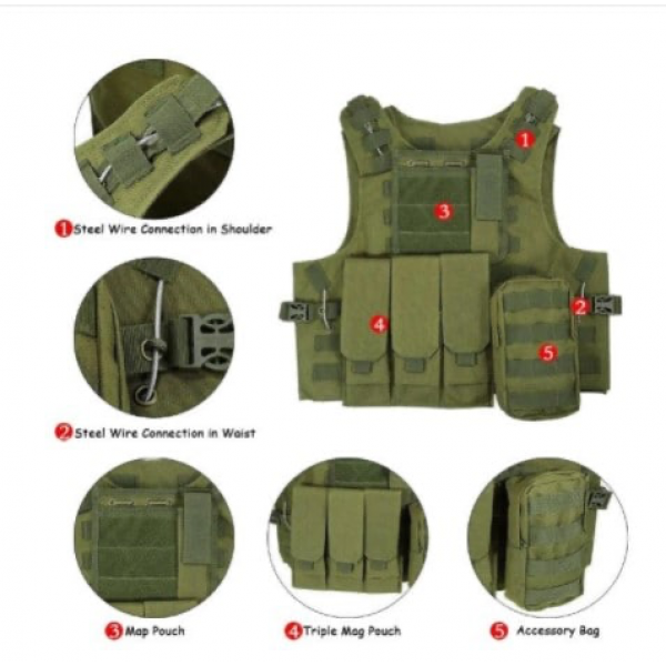 Чехол бронежилет с подсумками олива Китай - 3568899