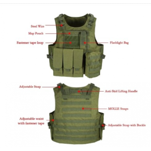 Чехол бронежилет с подсумками олива Китай - 3568899