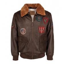 Шкіряна куртка FLIEGER 'TOP GUN' З коричневим хутряним коміром