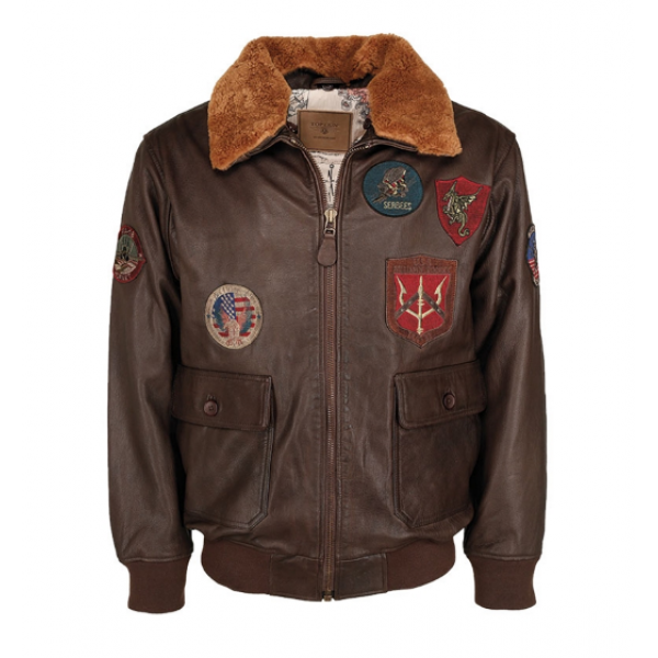 Кожаная куртка FLIEGER 'TOP GUN' С коричневым меховым воротником - 3565991
