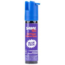 Газовый баллончик Sabre Red Blue Face струйный с синим маркером. Объем - 22 мл. С брелоком
