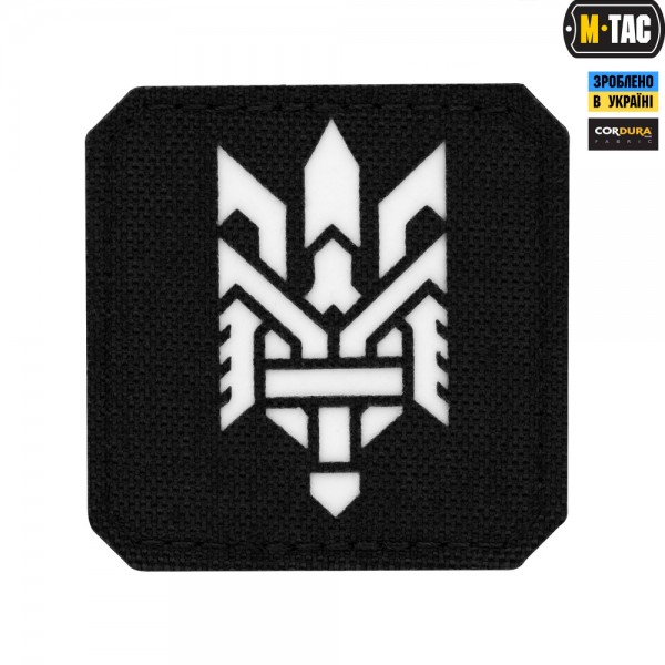 M-Tac нашивка Тризуб (стилизация) Laser Cut малая Black/светонакопитель - 3565092
