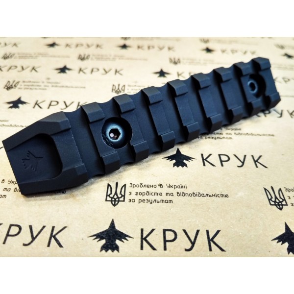 Крук рейка Пикатинни с креплением M-Lok черная (6 слотов, 1 скос) - 
